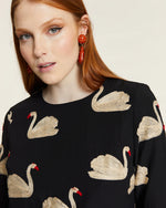 Vestido Corto Bordado Cisnes