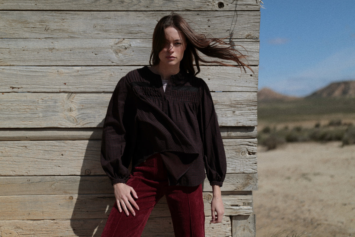 Blusa Cuadros Oversize