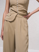 Pantalón Traje con Pinza Beige