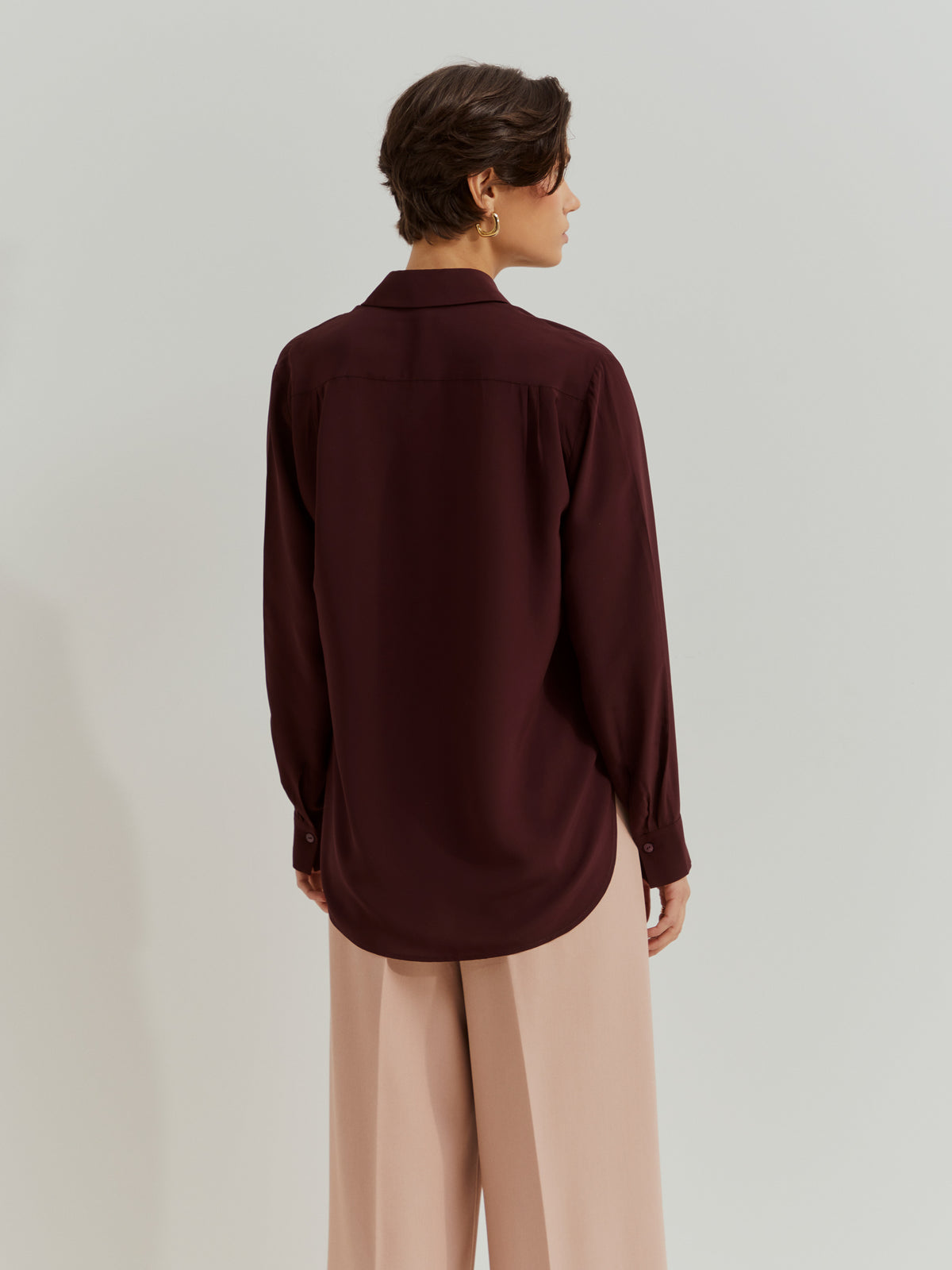 Camisa de Rayón de Color Liso