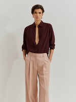 Camisa de Rayón de Color Liso