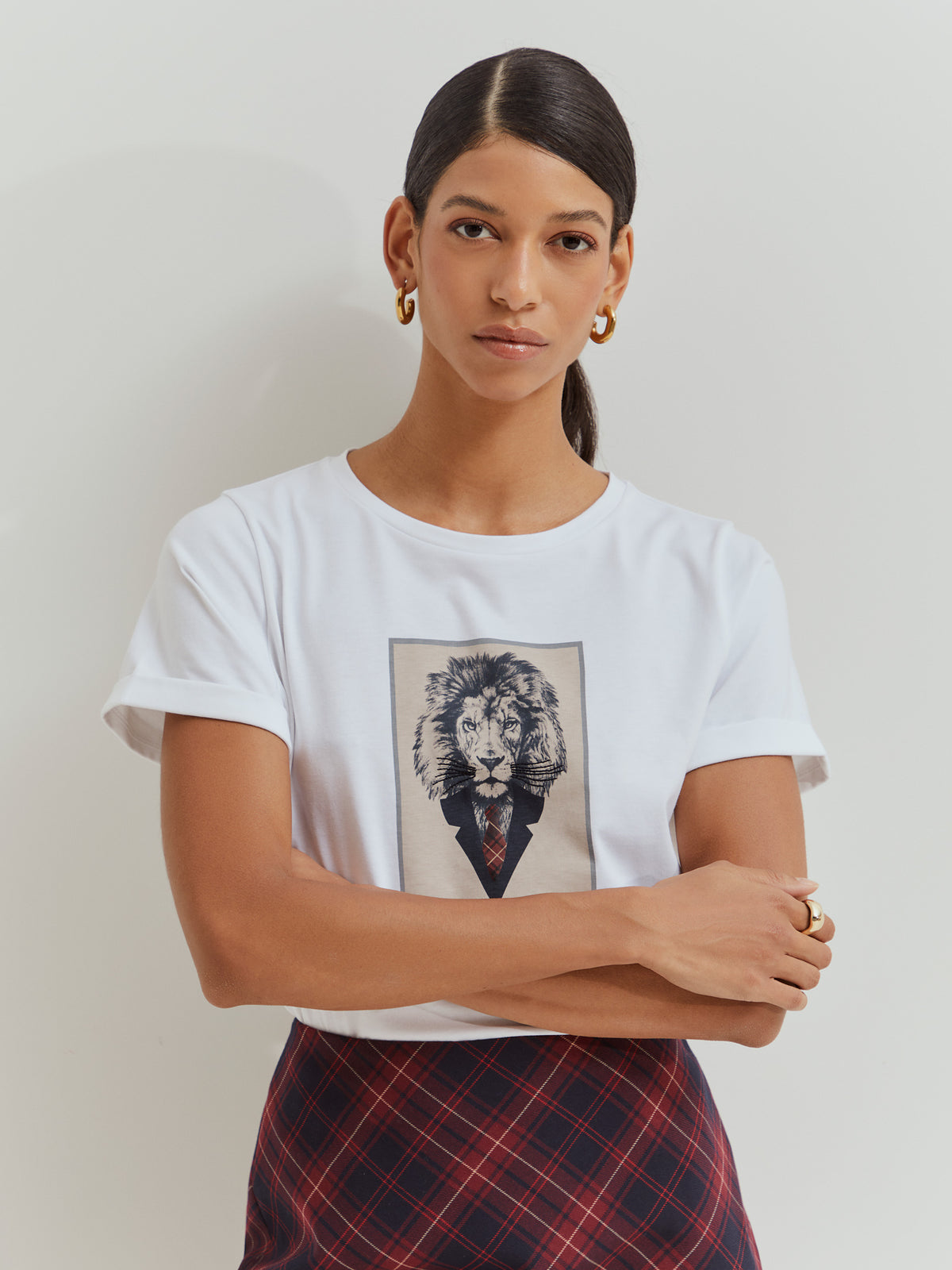 Camiseta con Estampado de León