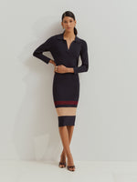 Vestido Largo de Punto Escote Pico