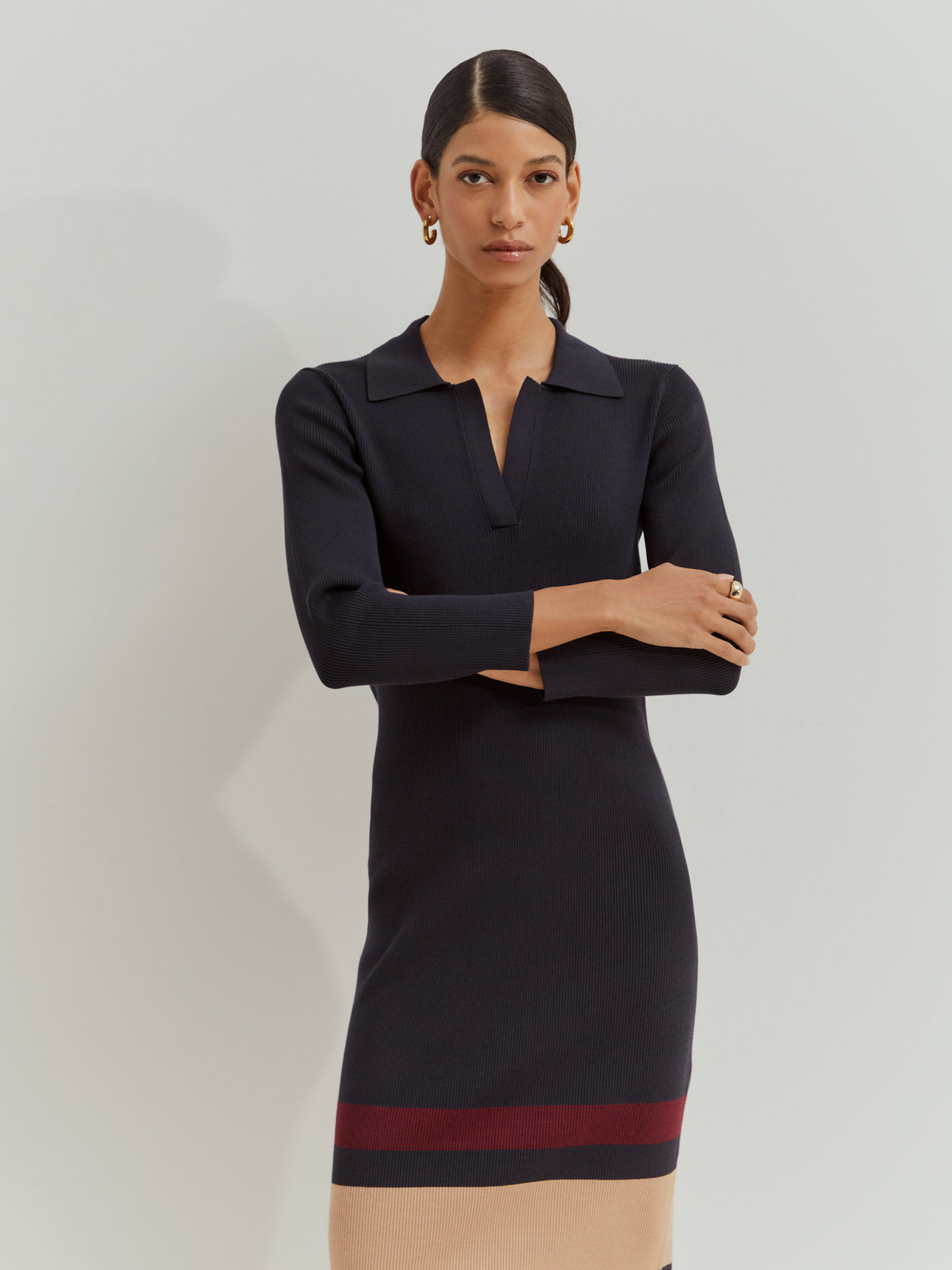 Vestido Largo de Punto Escote Pico