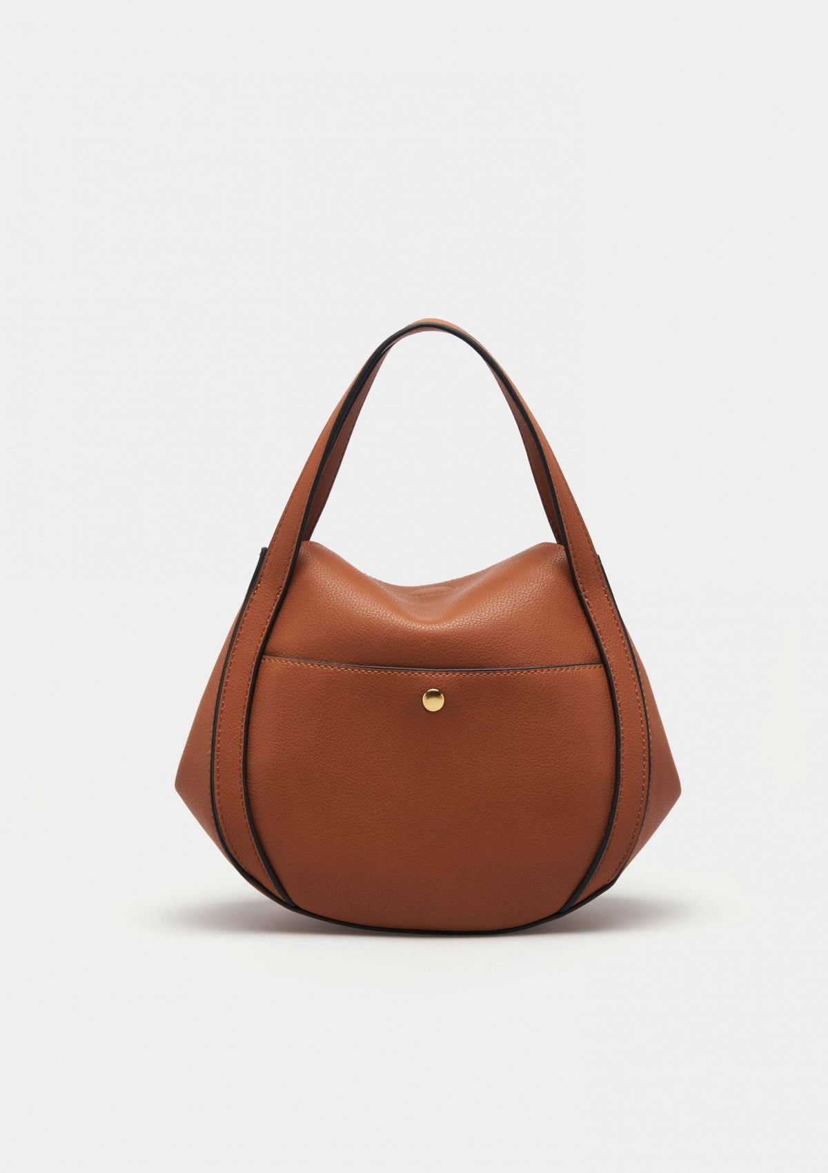 Bolso shopper de mujer con asas dobles y logotipo metálico. Versátil y elegante, con cierre imantado y bolsillos interiores y traseros.