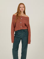 Cárdigan elegante de punto con escote adornado