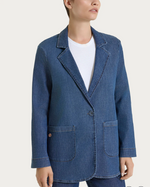Blazer Oversize Light Denim con Cuello de Solapa