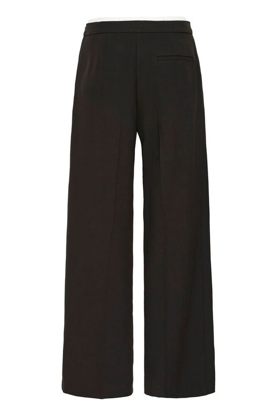 Pantalón negro con cintura bicolor y corte elegante