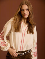 BLUSA ALGODON BORDADOS FLORALES