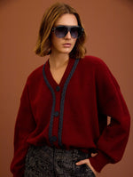 CARDIGAN PUNTO CON VIVO TRENZADO