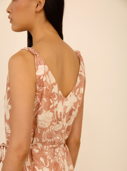 Vestido Midi Estampado con Cinturón