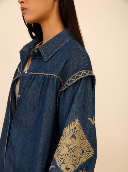 Sobrecamisa Denim Bordada