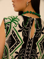 Vestido midi plisado con estampado étnico