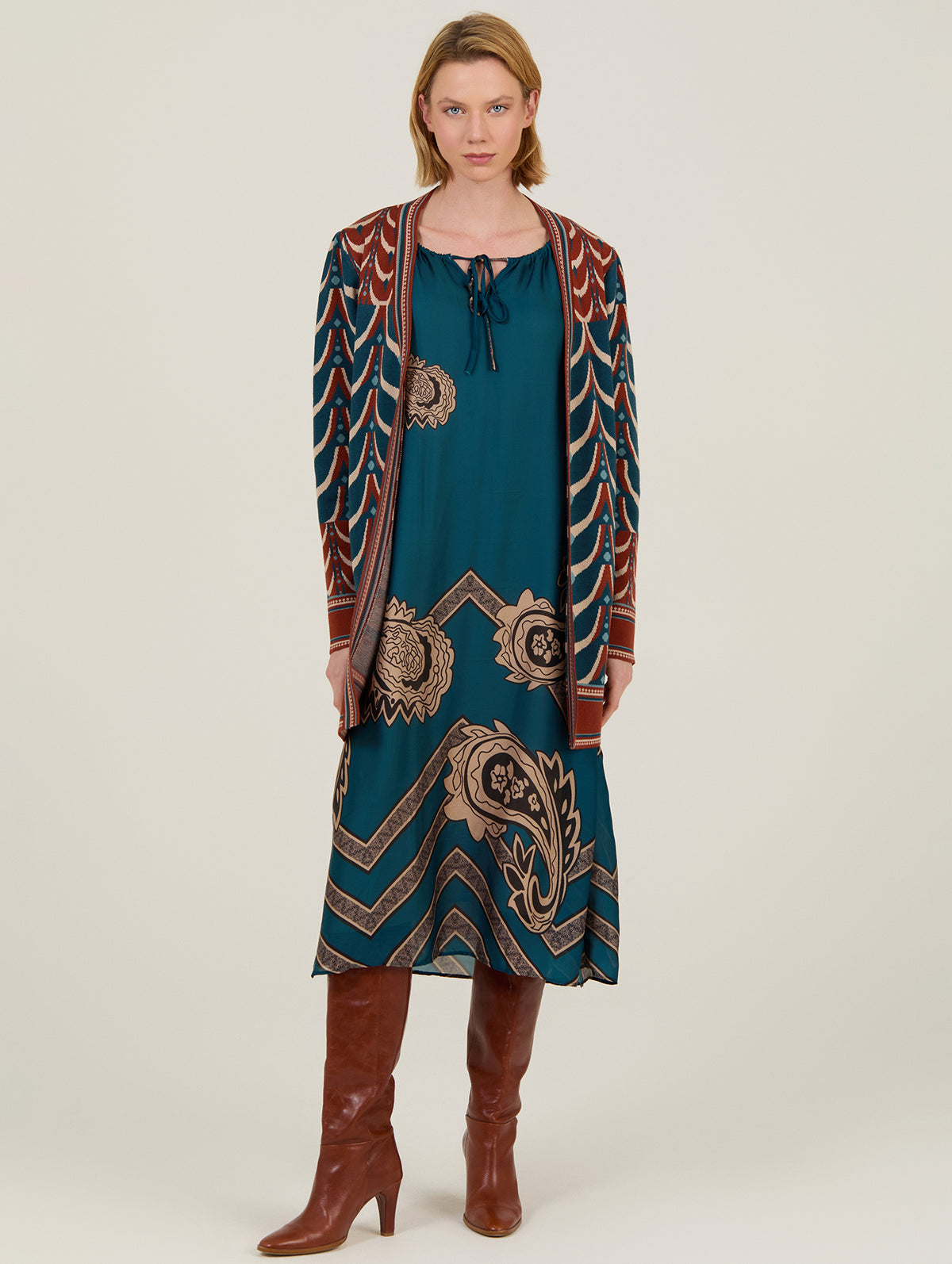 Cárdigan 3/4 Estampado Punto