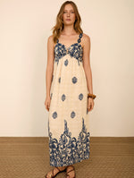 Vestido Largo Estampado con Tirantes