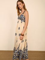 Vestido Largo Estampado con Tirantes