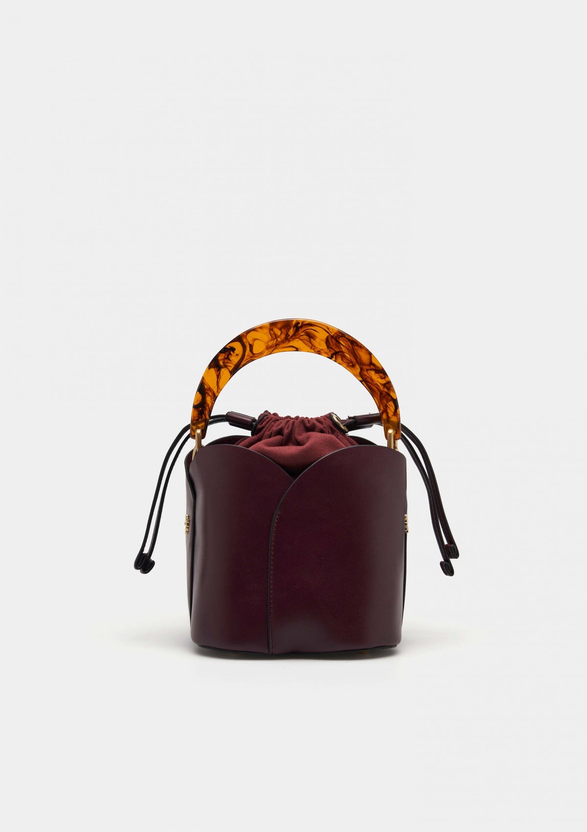 Mini bolso tipo cubo de mujer con forma de flor y asa de resina. Elegante, versátil y con cierre de cremallera para un estilo único.