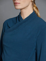 Camiseta Cuello Drapeado Azul