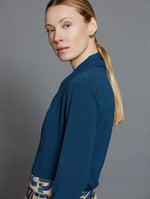 Camiseta Cuello Drapeado Azul