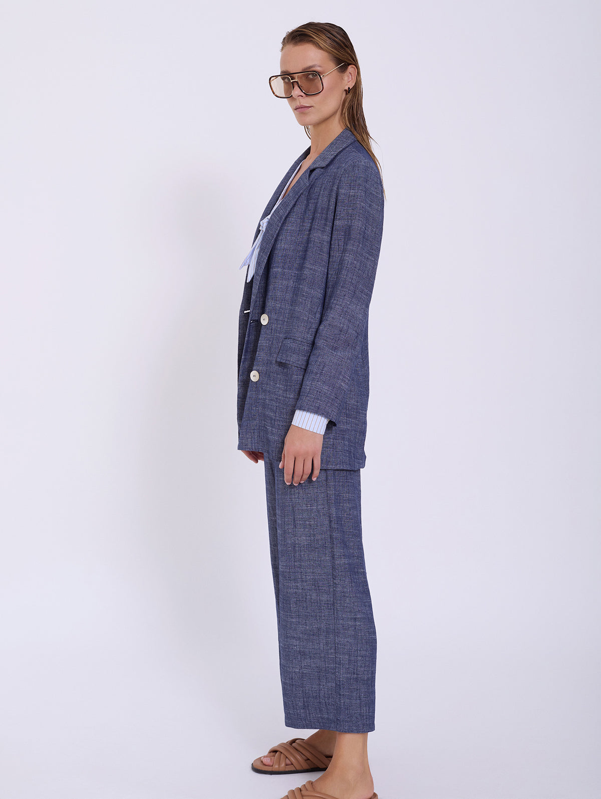 Blazer Lino con Detalle en Puño