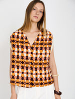 Blusa sin Mangas Tie-dye con Escote Pico