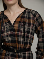 VESTIDO CUADOS ALGODON CON LAZADA DE TERCIOPELO