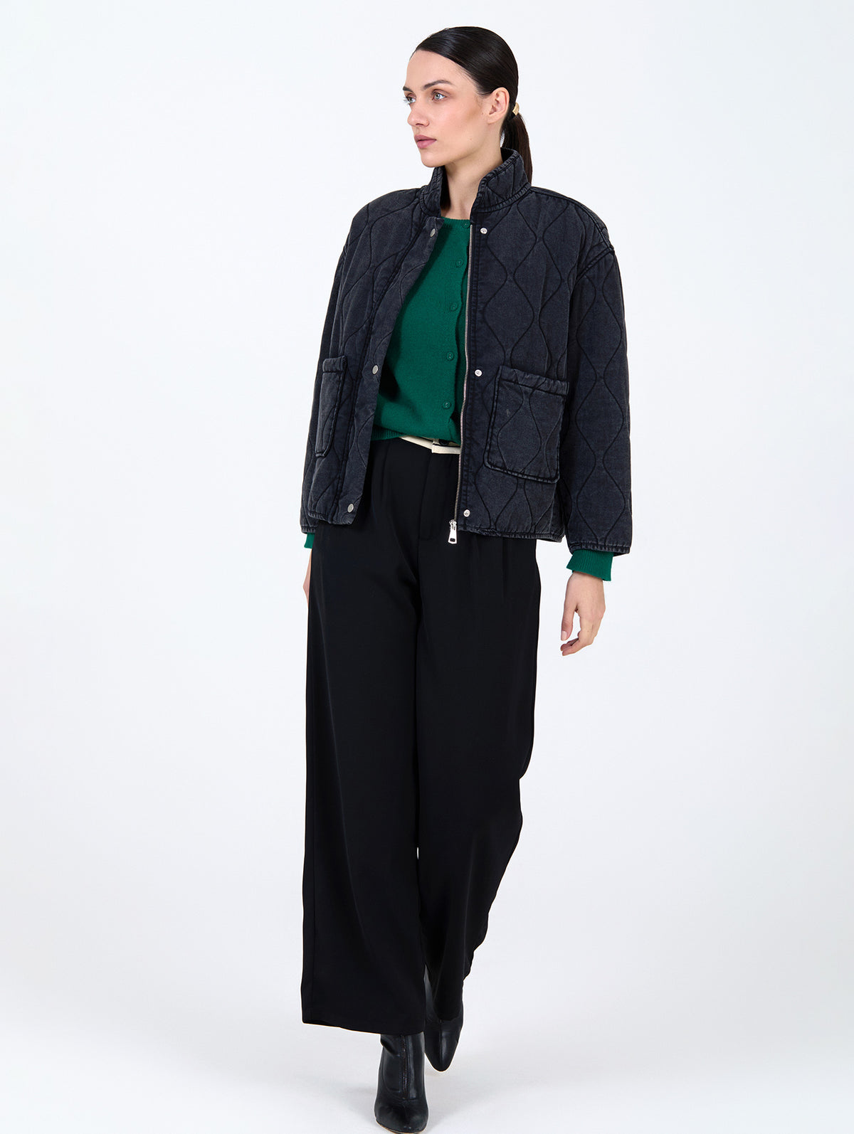 Pantalón Ancho Cinturilla a Contraste