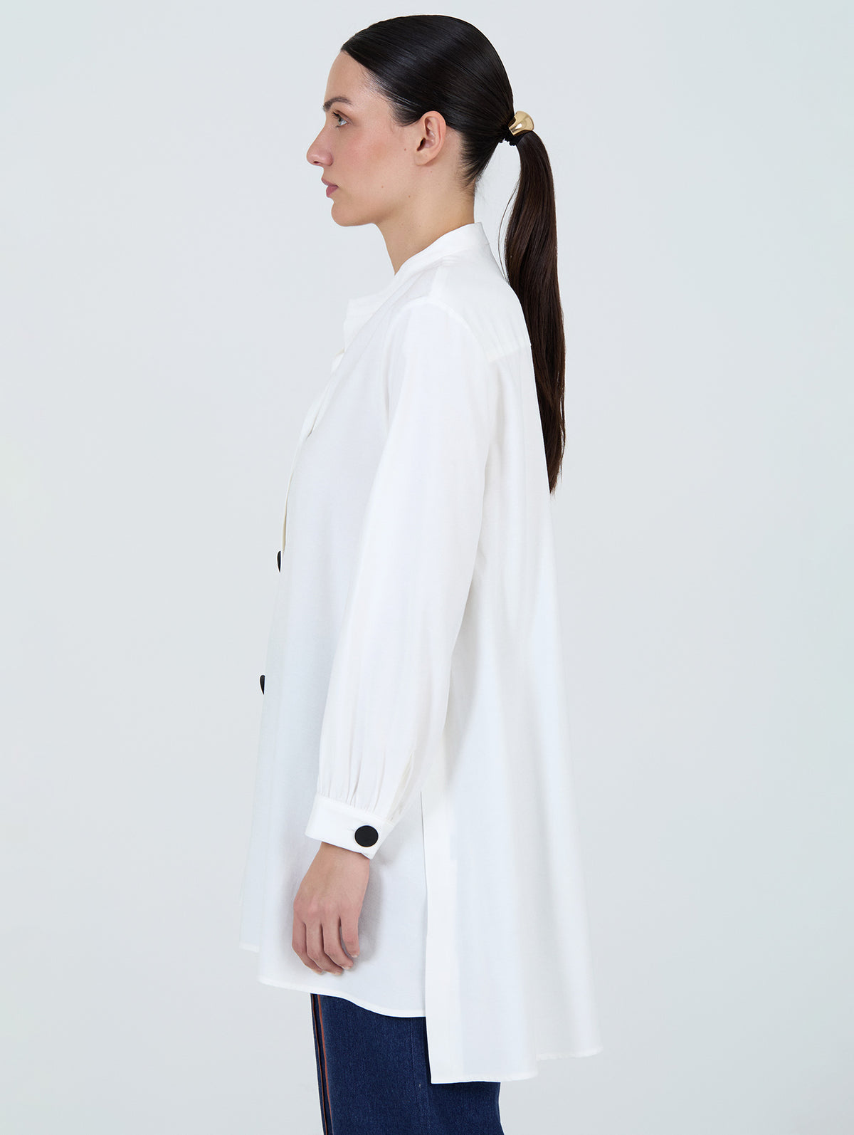 Camisa Larga Botón Blanca