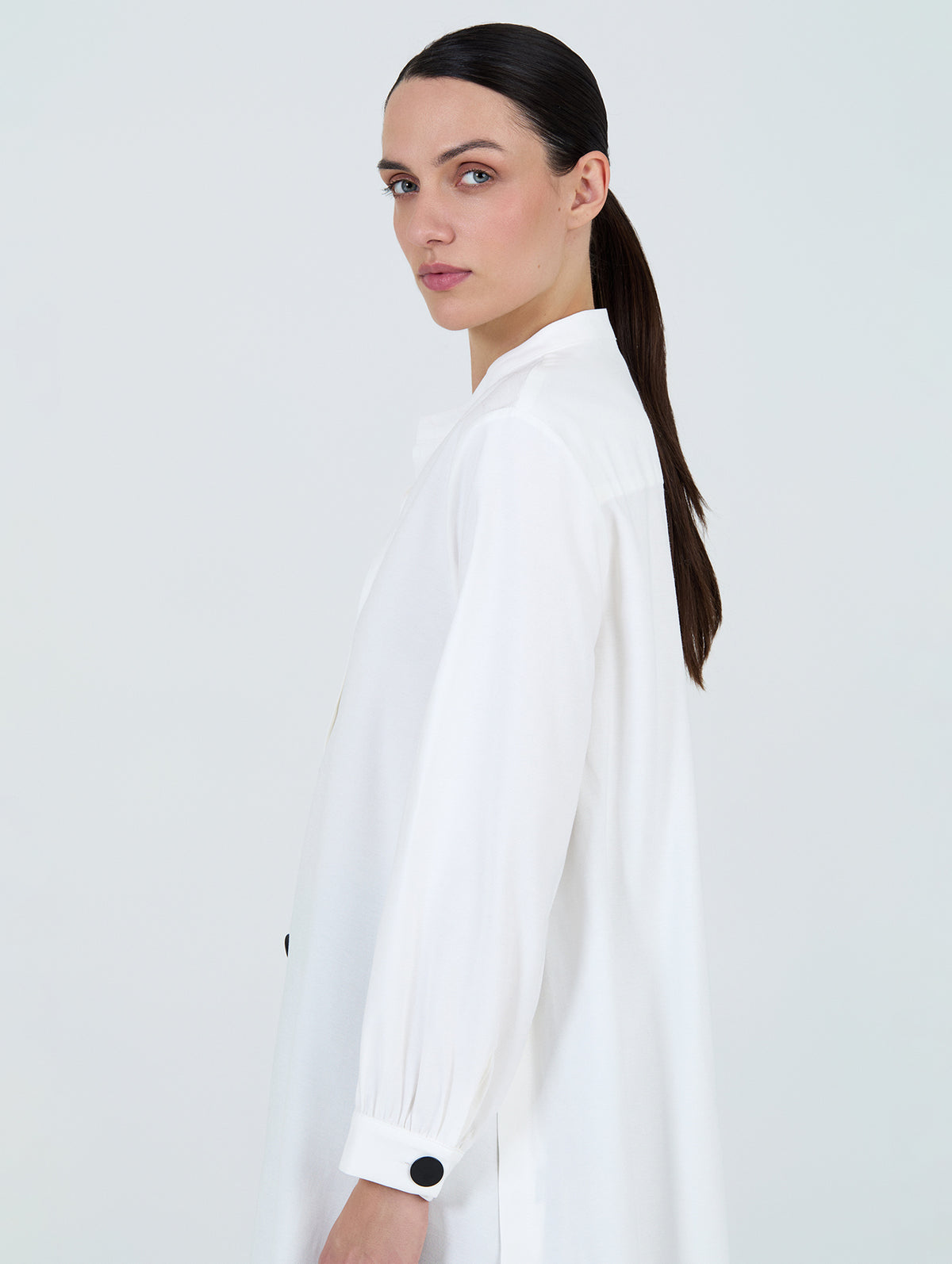 Camisa Larga Botón Blanca