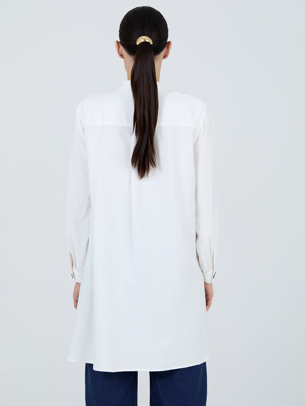 Camisa Larga Botón Blanca