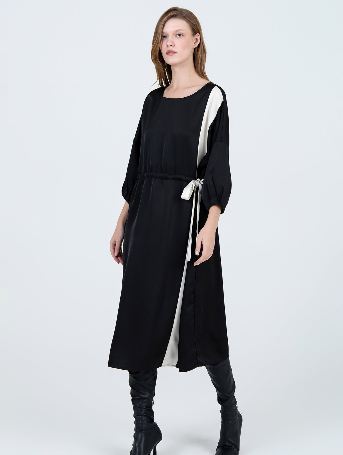 Vestido Satén Franja