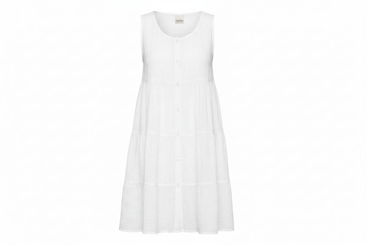 Vestido Corto de Bambula con Tirantes Anchos