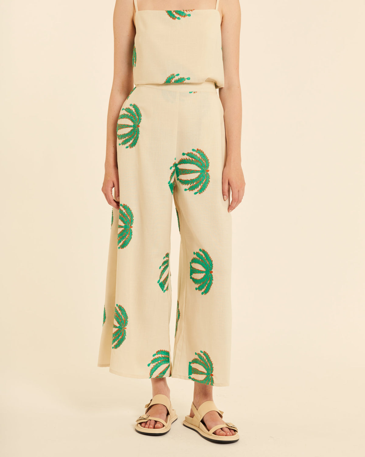 Pantalón Palazo Estampado Palmeras