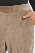 PANTALON PANA BEIGE CON CINTURA ELASTICA