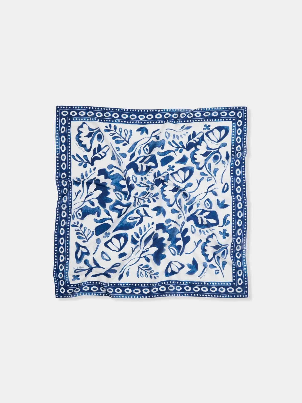 Pañuelo de Algodón y Seda Estampado Azul