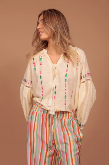 Blusa Bordada Algodón Helados
