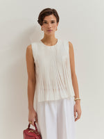 Blusa Plisada sin Mangas de Cuello Redondo