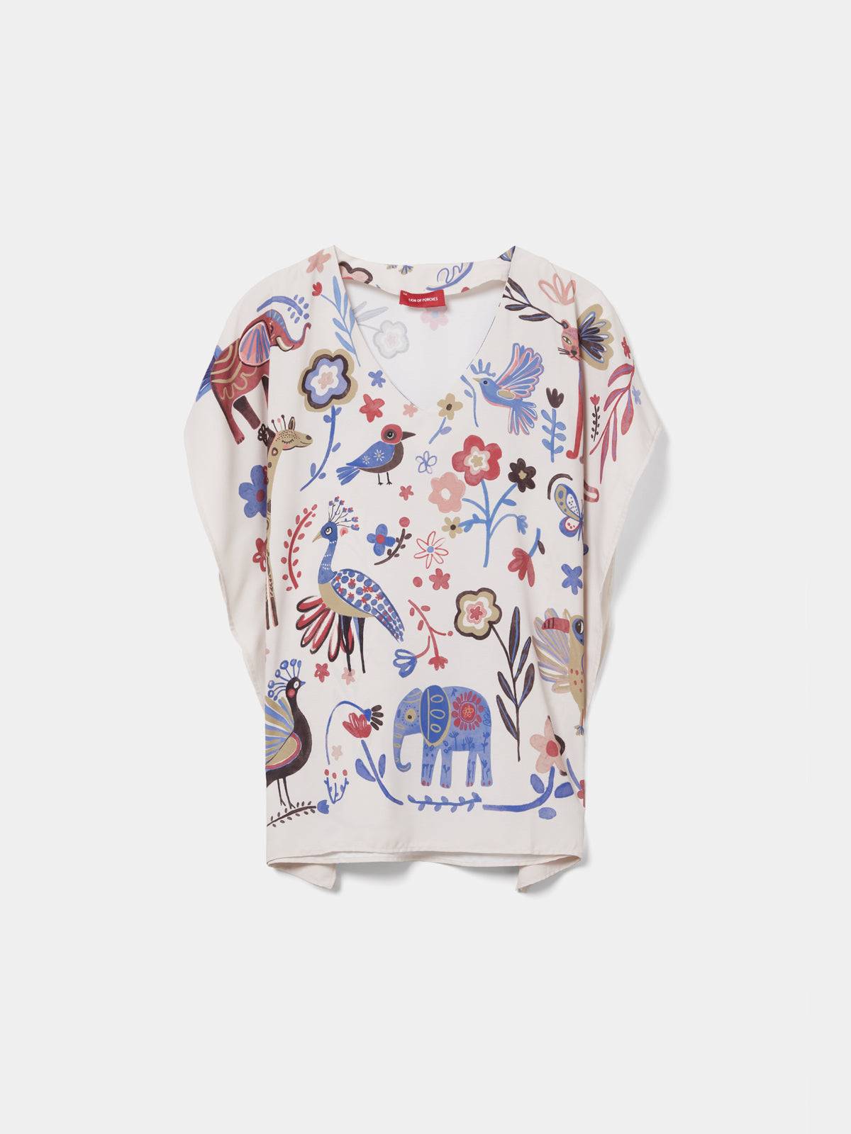 Blusa Poncho con Estampado de Manga Corta
