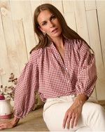 Blusa de Cuadros Vichy en Color Cereza