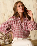 Blusa de Cuadros Vichy en Color Cereza