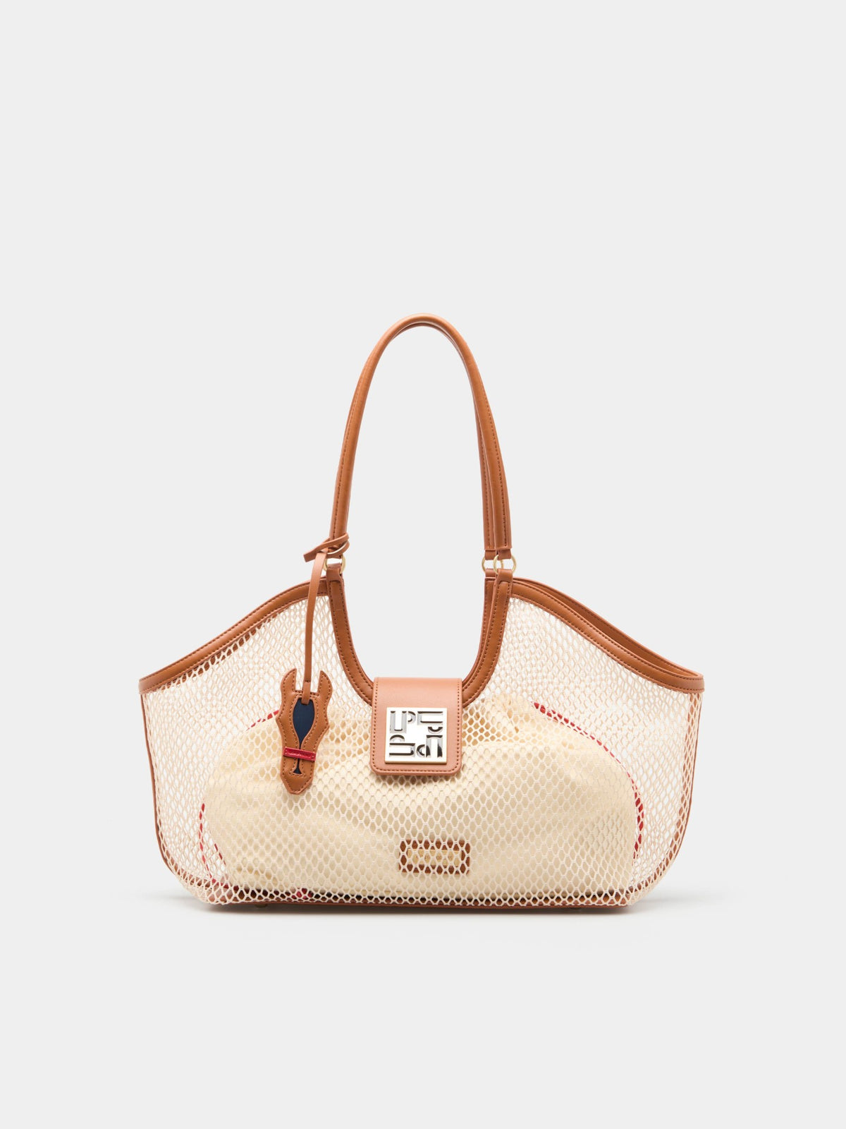 Bolso Hombro de Red con Detalles efecto Piel