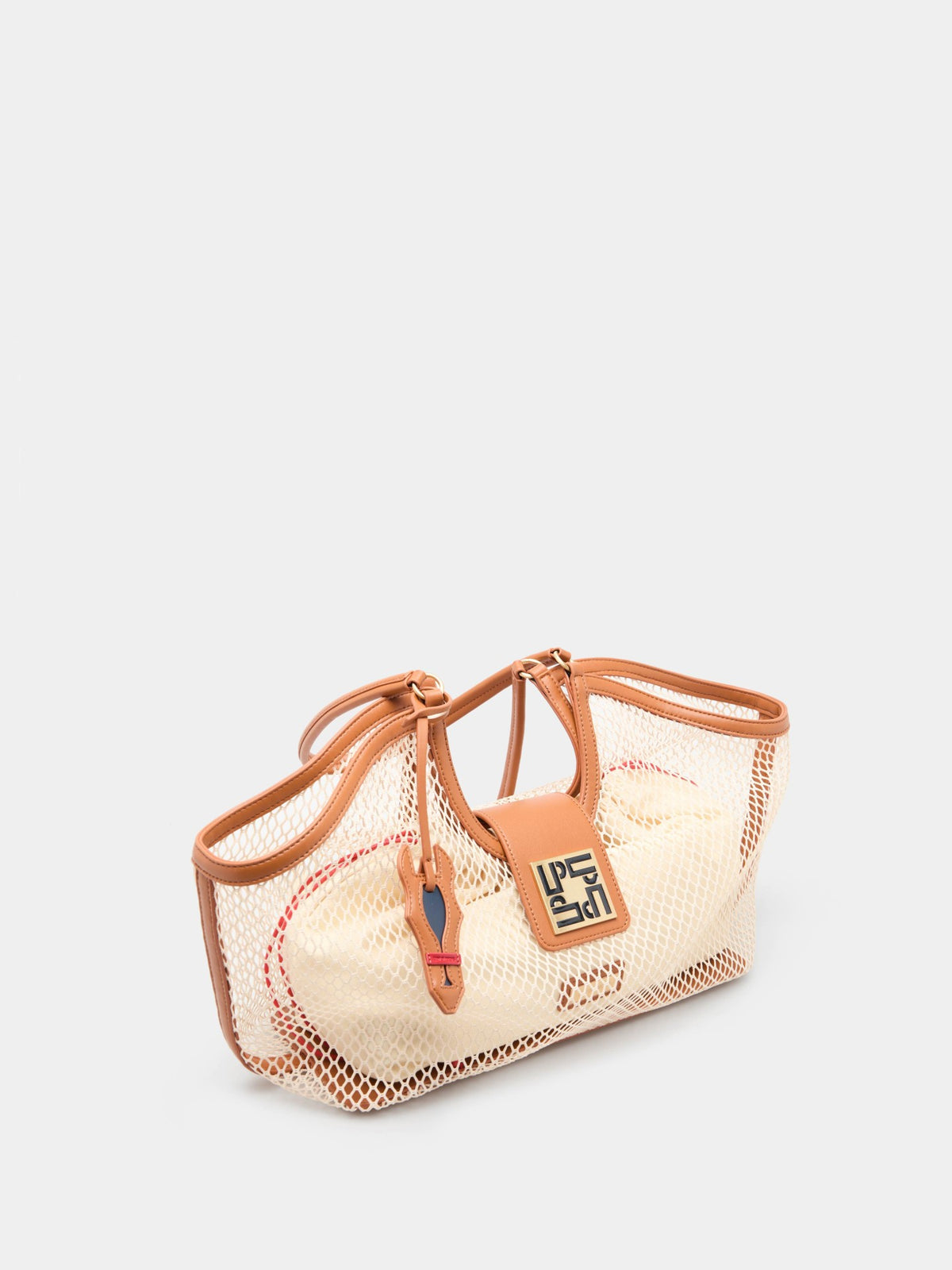 Bolso Hombro de Red con Detalles efecto Piel