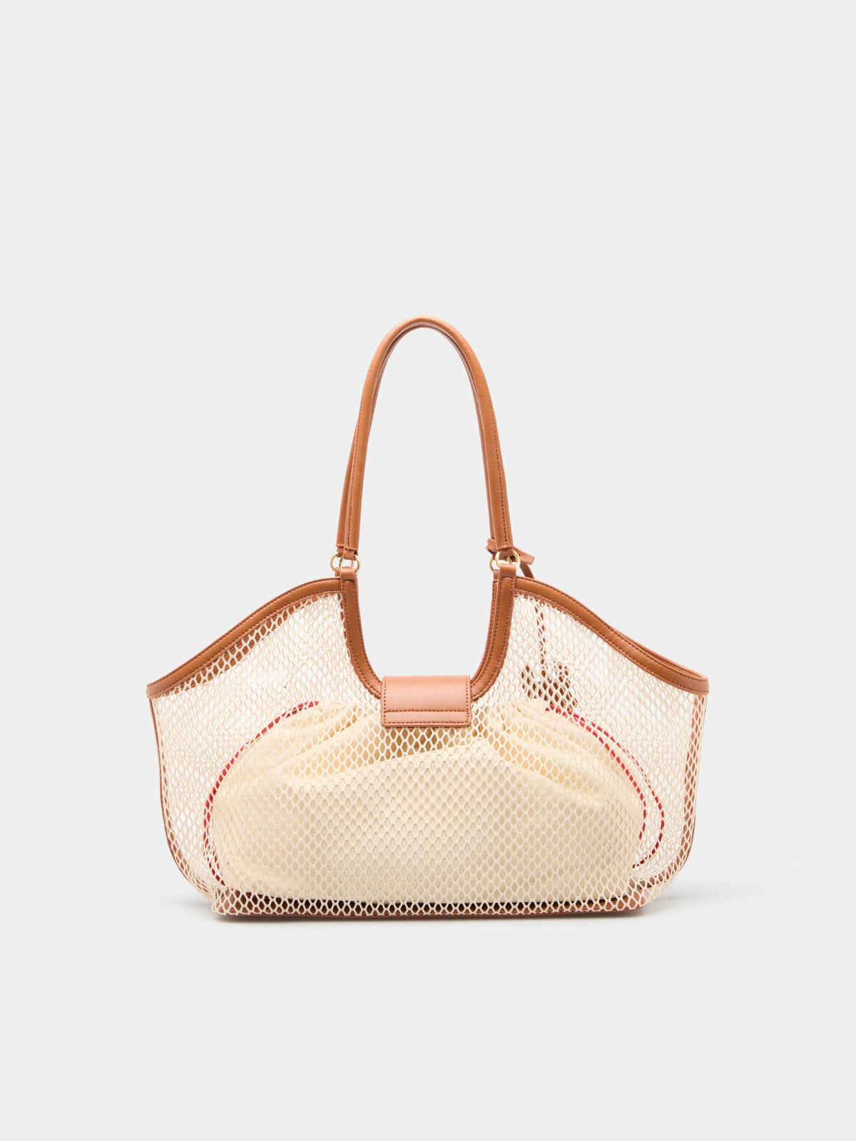 Bolso Hombro de Red con Detalles efecto Piel