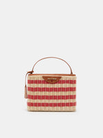 Bolso Mano Paja con Rayas y Detalles Camel
