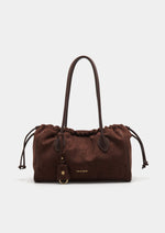 Bolso tote de mujer con efecto ante y detalles en PU tono sobre tono