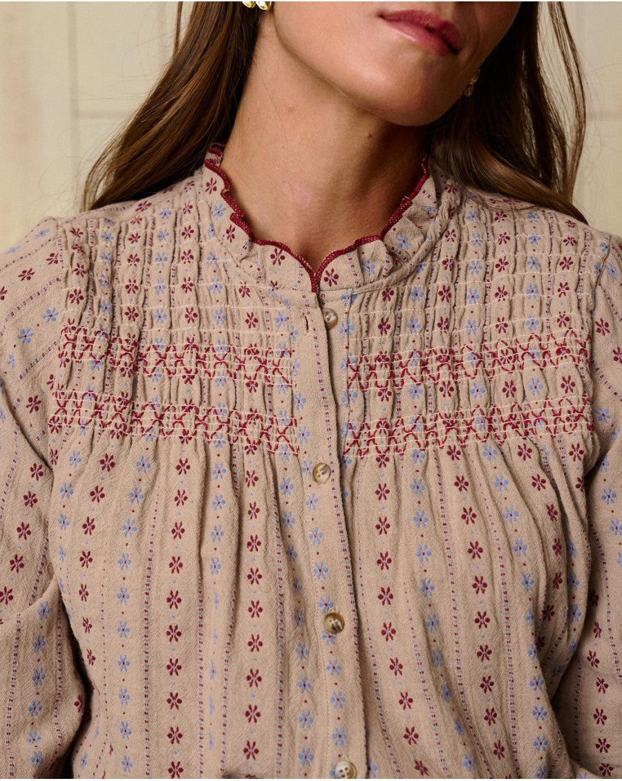 Camisa Bordada Taupe