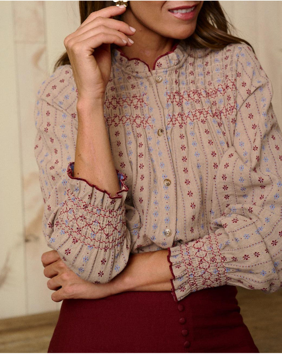 Camisa Bordada Taupe