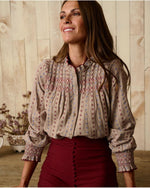 Camisa Bordada Taupe