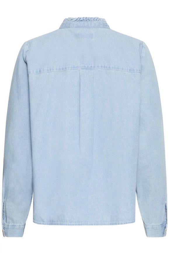 Camisa Ihtulle vaquera bordada con cuello mao