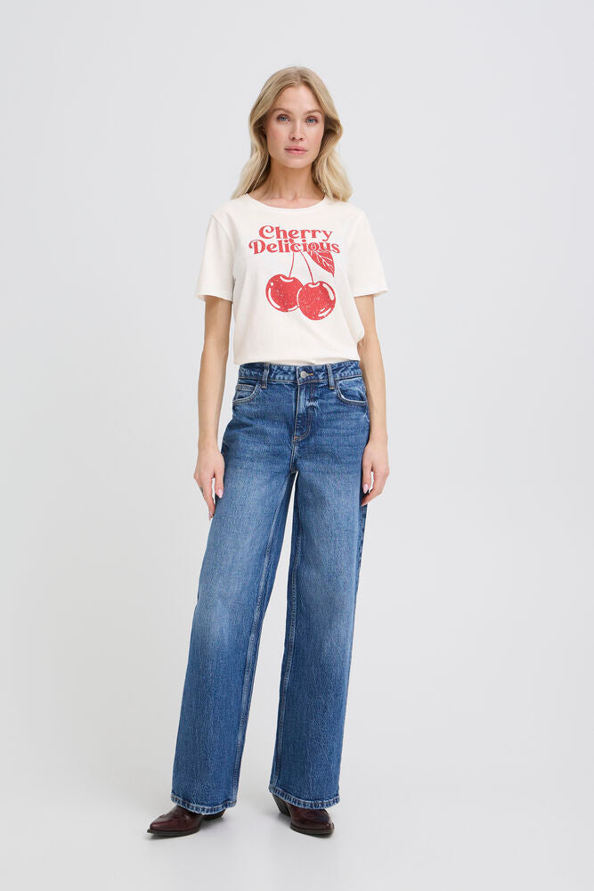 Camiseta Algodón con Estampado "Cherry Delicious"